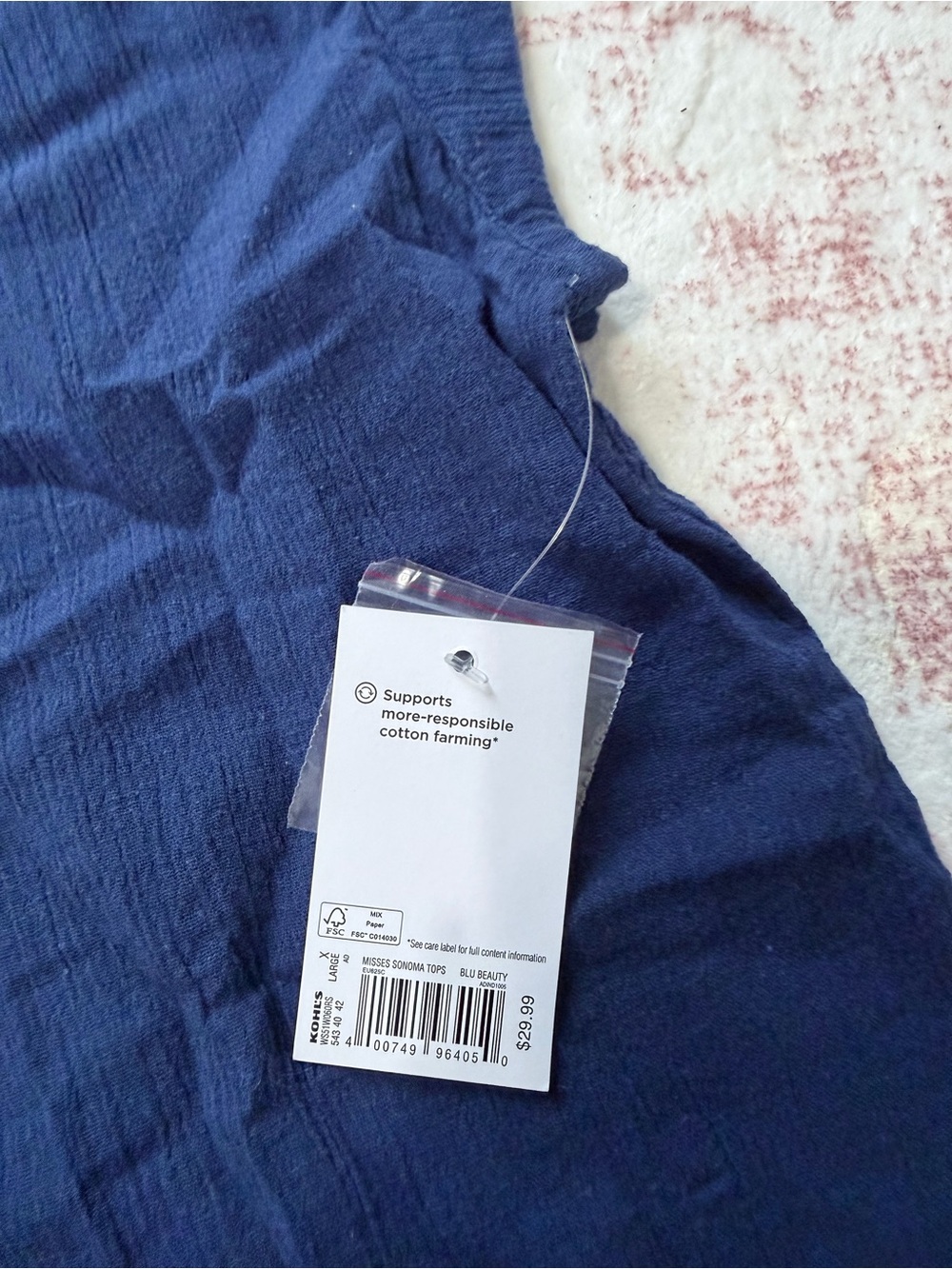 Sonoma Navy Button-Front Henley - Picture 3 of 3